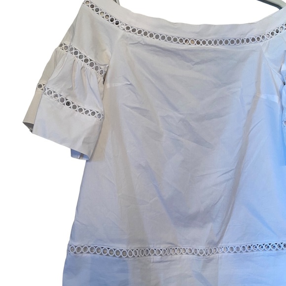 Michael Kors Embroidered White Off the Shoulder Blouse with Eyelet Detail - Picture 5 of 14